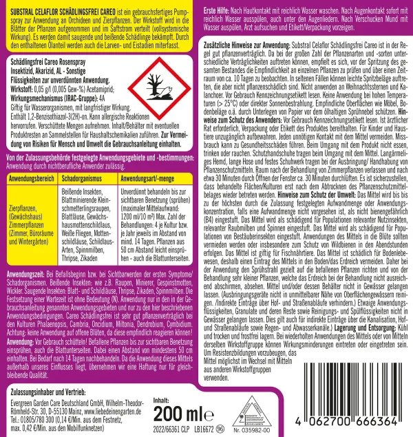 SUBSTRAL® CELAFLOR® Schädlingsfrei für Orchideen & Zierpflanzen - 200 ml