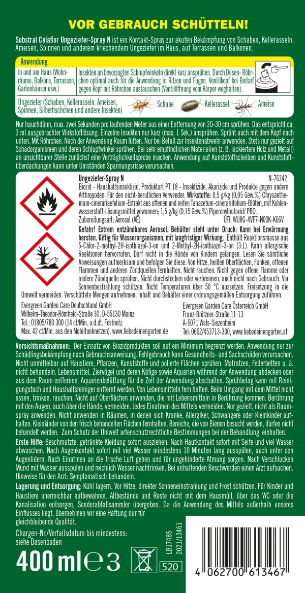 SUBSTRAL® CELAFLOR® Ungeziefer-Spray N - 400 ml
