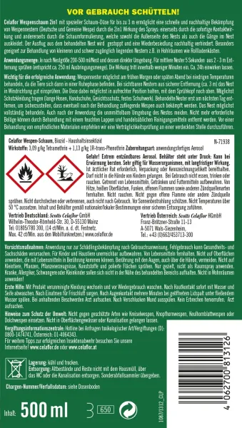 SUBSTRAL® CELAFLOR® Wespen-Schaum 2 in 1 Sofortwirkung 500 ml Spraydose