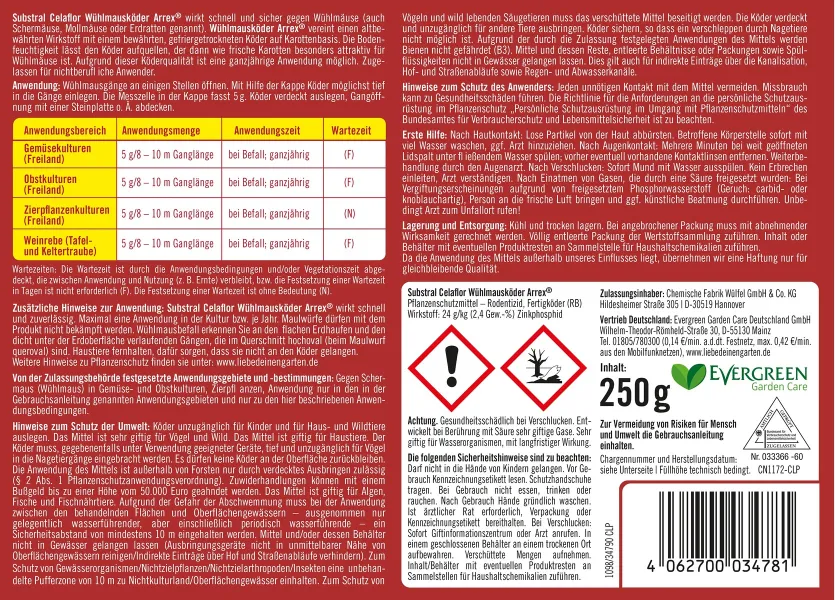 SUBSTRAL® CELAFLOR® Wühlmausköder ARREX® - 250 g x 6