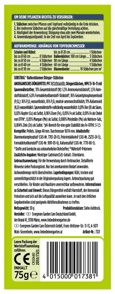 SUBSTRAL® Dünger-Stäbchen für Balkon Blumen - 10 Stäbchen
