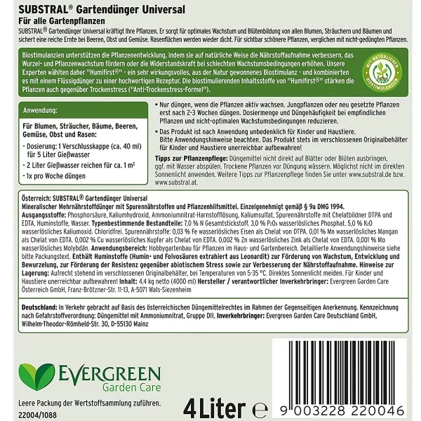 SUBSTRAL® Gartendünger Universal für alle Gartenpflanzen - 4 Liter
