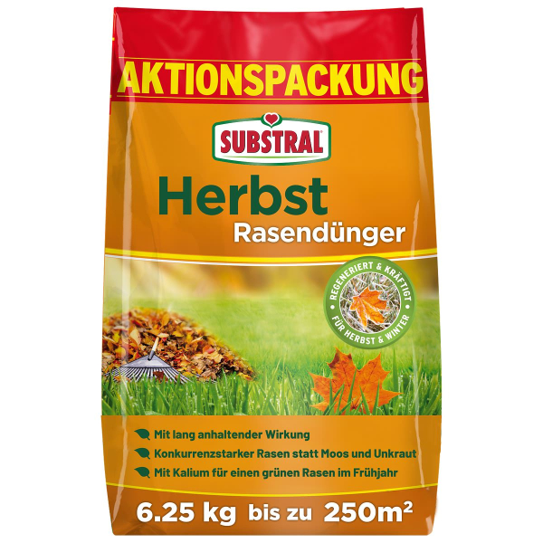 SUBSTRAL® Herbst Rasendünger für bis zu 250 m² - 6,25 kg