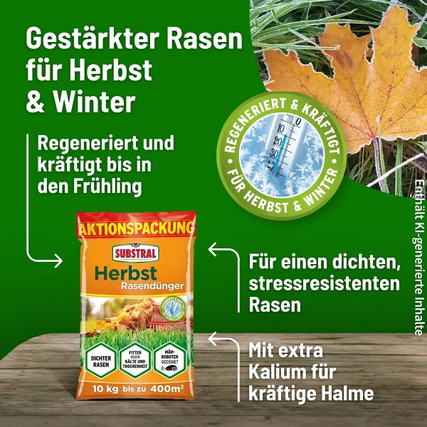 SUBSTRAL® Herbst Rasendünger für bis zu 400 m² - 10 kg