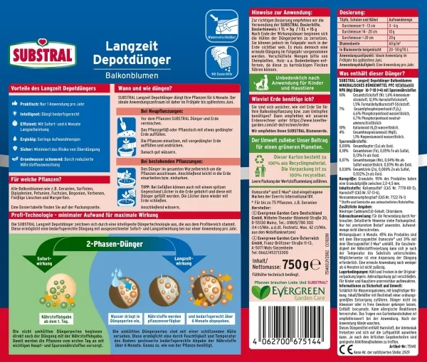 SUBSTRAL® Langzeit Depotdünger Balkonblumen - 750 g