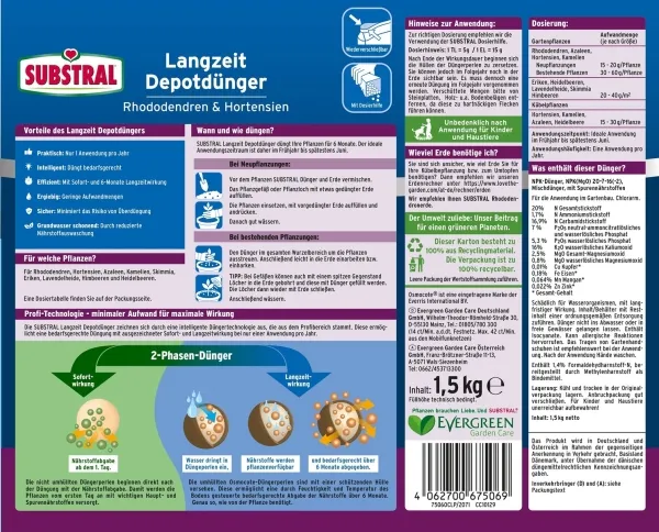 SUBSTRAL® Langzeit Depotdünger Rhododendren & Hortensien - 1,5 kg