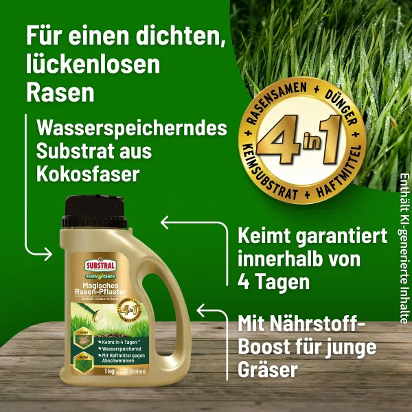 SUBSTRAL® Magisches Rasen-Pflaster 1 kg für bis zu 5 m²
