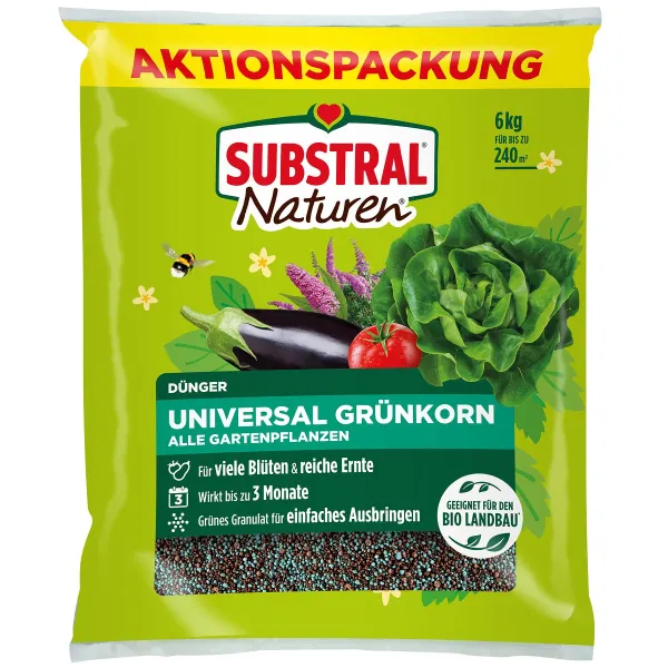 SUBSTRAL® Naturen® BIO Dünger Grünkorn für bis zu 240 m² - 6 kg