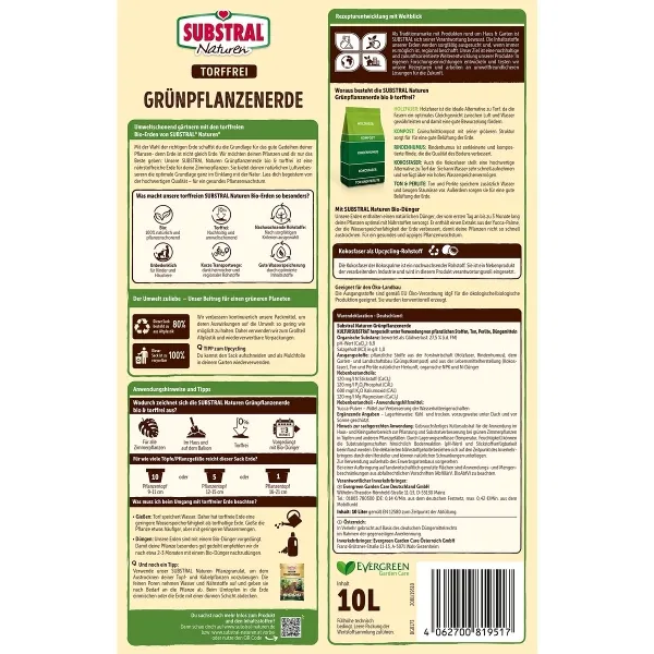 SUBSTRAL® Naturen® BIO Grünpflanzenerde torffrei - 10 Liter
