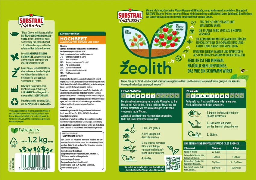 SUBSTRAL® Naturen® BIO Hochbeetdünger für bis zu 34 Pflanzen - 1,2 kg