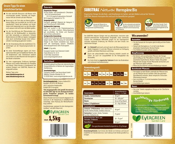 SUBSTRAL® Naturen® BIO Hornspäne Extra fein für bis zu 30 m² - 1,5 kg