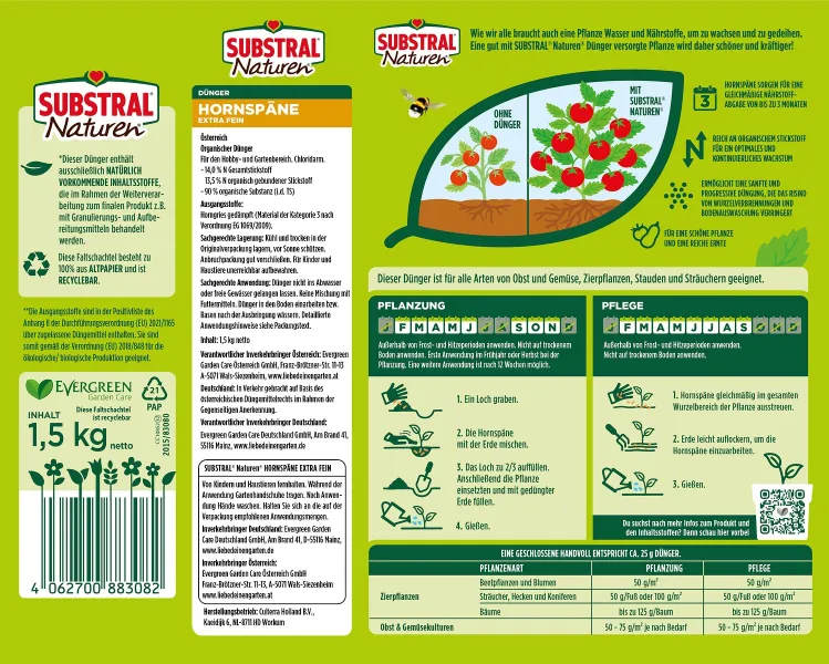SUBSTRAL® Naturen® BIO Hornspäne Extra fein für bis zu 30 m² - 1,5 kg