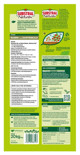 SUBSTRAL® Naturen® BIO Kalk für Garten und Rasen für ca. 400 m² - 20 kg