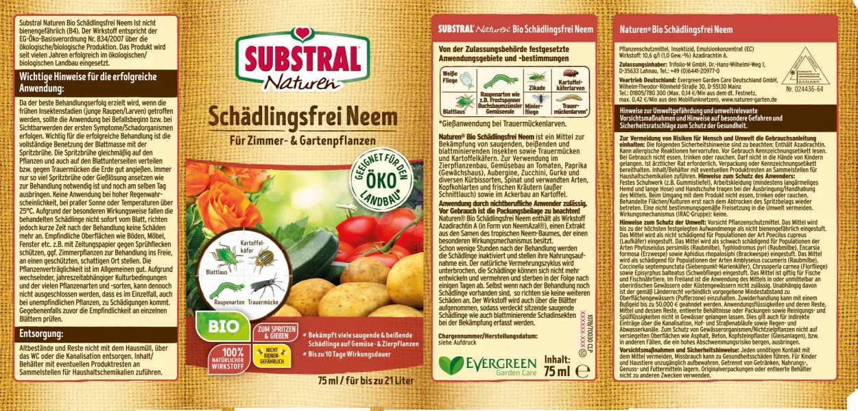 SUBSTRAL® Naturen® BIO Schädlingsfrei Neem Konzentrat - 75 ml