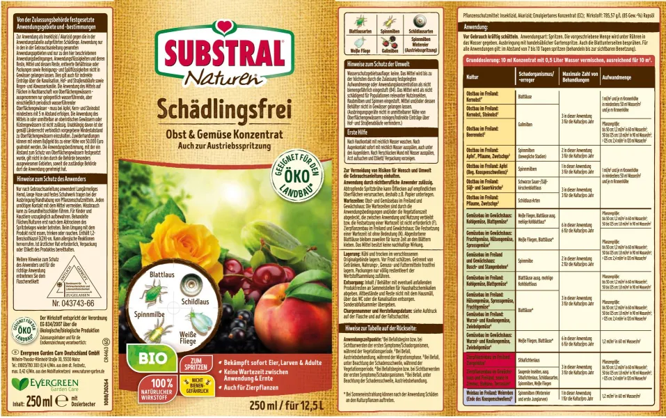 SUBSTRAL® Naturen® BIO Schädlingsfrei Obst & Gemüse Konzentrat - 500 ml