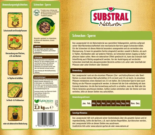 SUBSTRAL® Naturen® BIO Schnecken-Sperre Barriere aus Lavagranulat - 2,3 kg