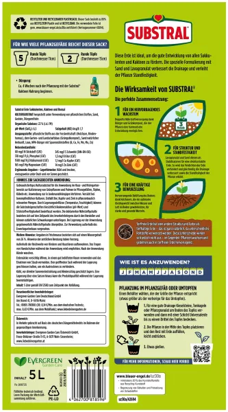 SUBSTRAL® Naturen® BIO Sukkulenten & Kaktuserde torffrei - 5 Liter