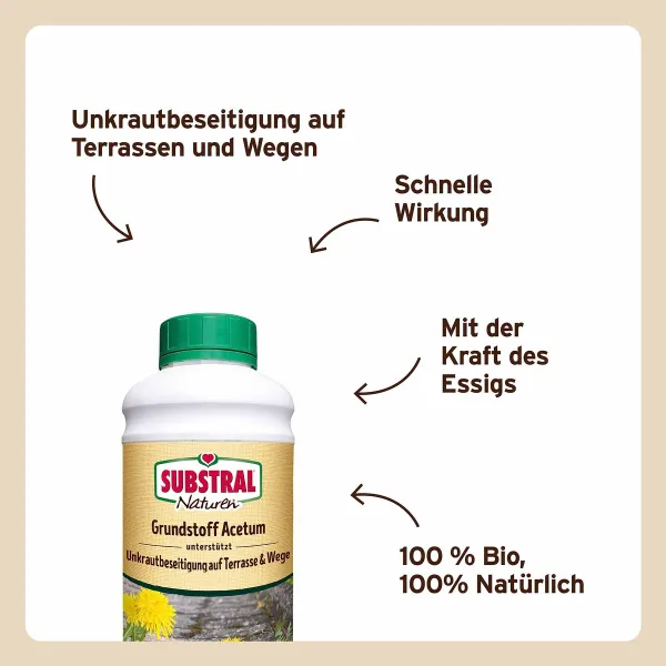 SUBSTRAL® Naturen® Grundstoff Acetum für Saubere Wege & Terrassen - 1 Liter x 2