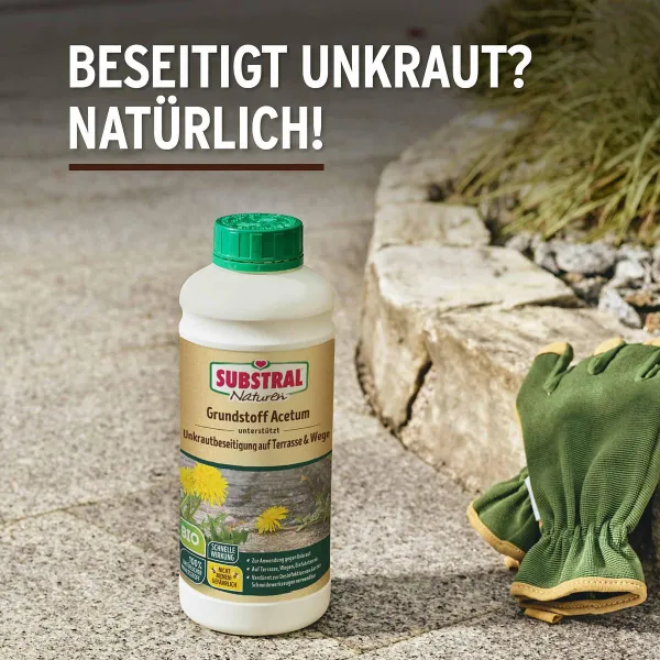 SUBSTRAL® Naturen® Grundstoff Acetum für Saubere Wege & Terrassen - 1 Liter x 2