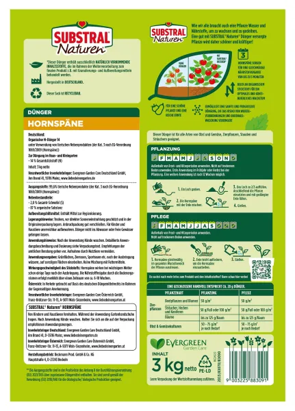 SUBSTRAL® Naturen® Hornspäne Bio für bis zu 60 m² - 3 kg