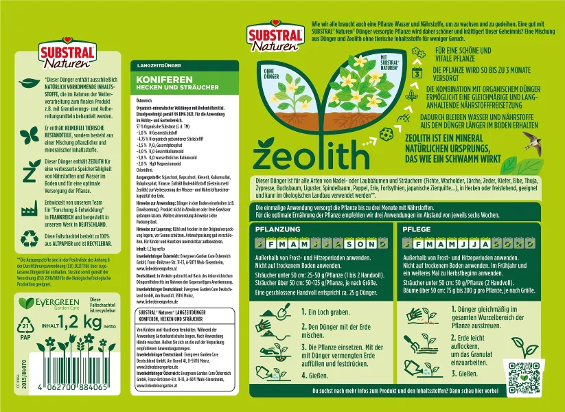 SUBSTRAL® Naturen® Langzeitdünger für Koniferen, Hecken & Sträucher - 1,2 kg