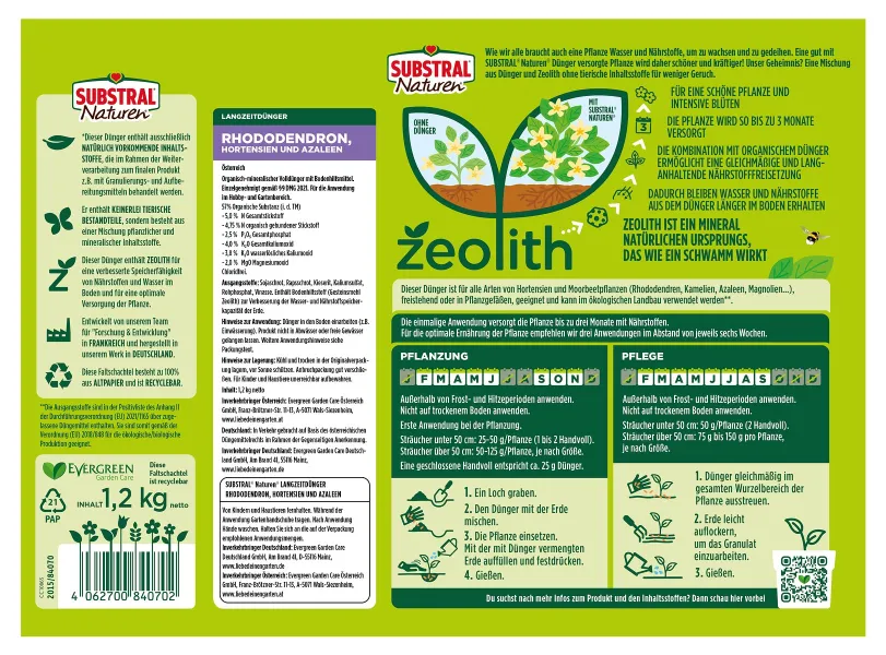 SUBSTRAL® Naturen® Langzeitdünger für Rhododendron, Hortensien & Azaleen - 1,2 kg
