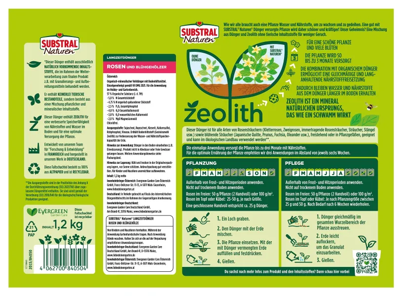 SUBSTRAL® Naturen® Langzeitdünger für Rosen & Blühgehölze - 1,2 kg