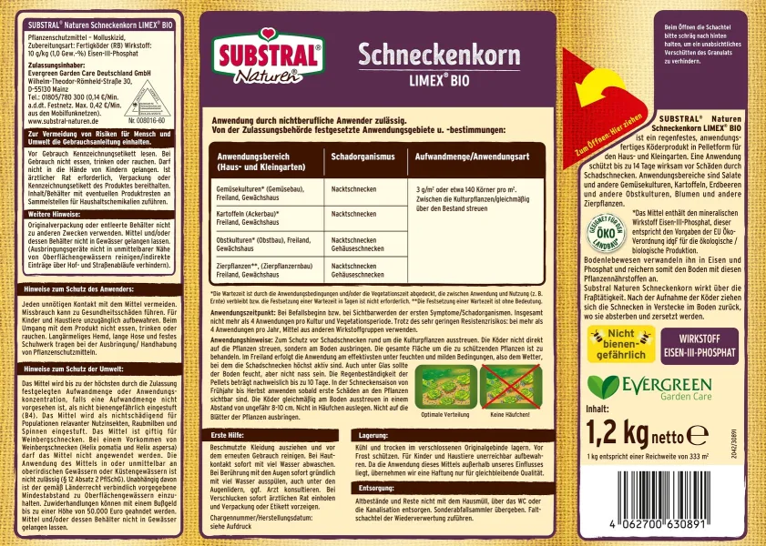 SUBSTRAL® Naturen® Schneckenkorn LIMEX® Bio für 400 m² - 1,2 kg