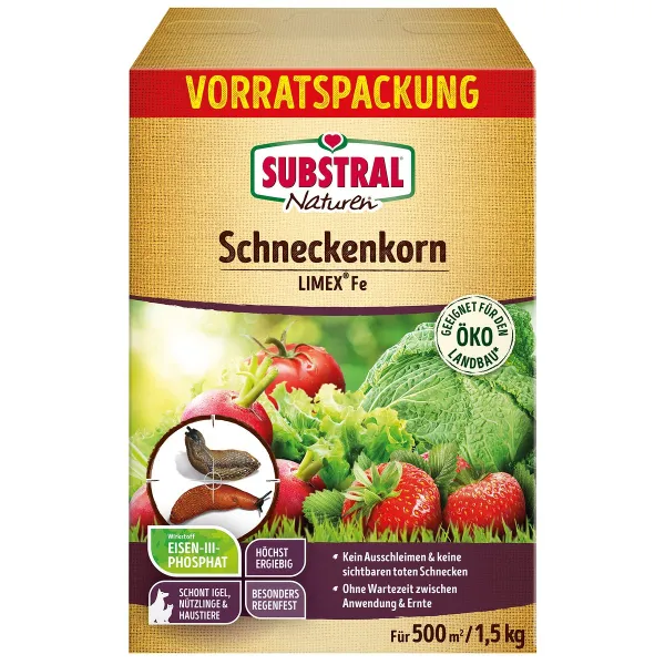 SUBSTRAL® Naturen® Schneckenkorn LIMEX® Fe für 500 m² - 1,5 kg