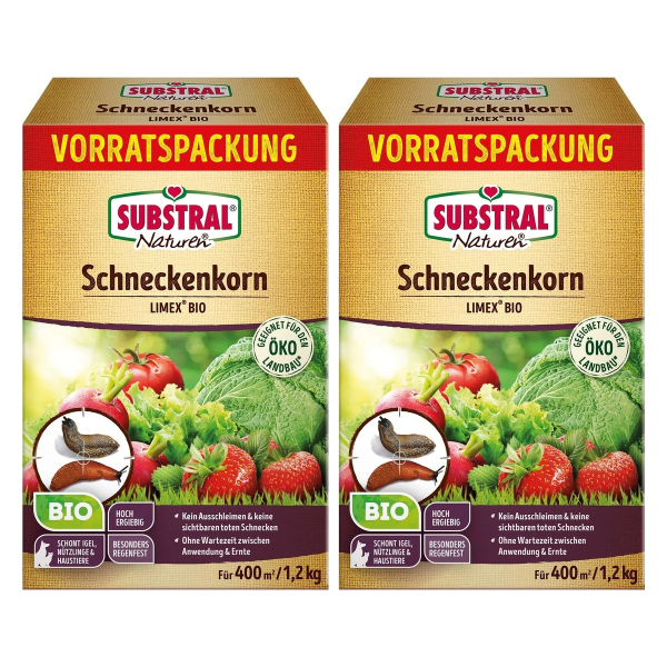 SUBSTRAL® Naturen® Schneckenkorn LIMEX® für 400 m² - 1,2 kg x 2