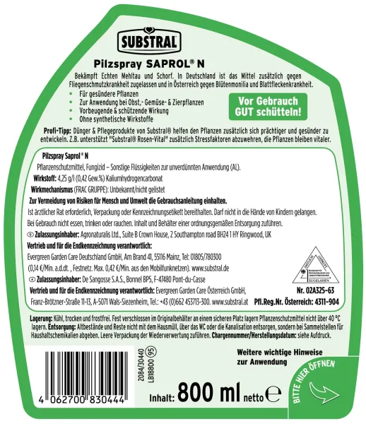SUBSTRAL® Pilzspray SAPROL® N anwendungsfertig - 800 ml