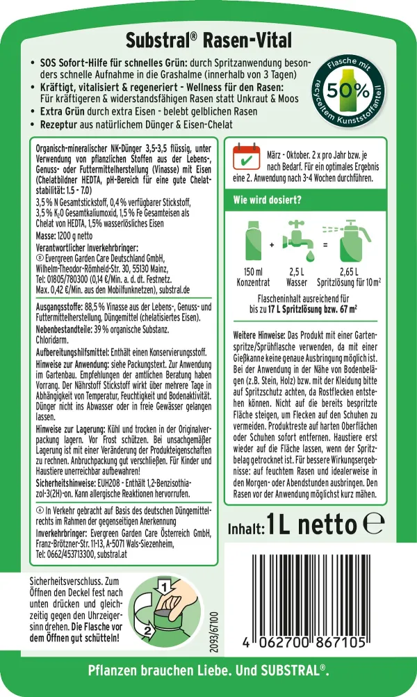 SUBSTRAL® Rasen-Vital Konzentrat - 1 Liter