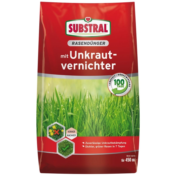 SUBSTRAL® Rasendünger mit Unkrautvernichter für bis zu 450 m² - 9 kg