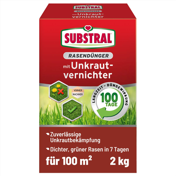 SUBSTRAL® Rasendünger mit Unkrautvernichter für ca. 100 m² - 2 kg