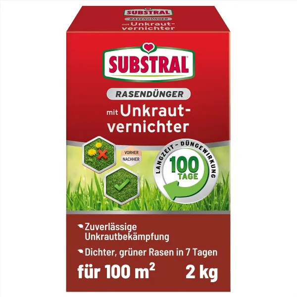 SUBSTRAL® Rasendünger mit Unkrautvernichter für ca. 100 m² - 2 kg SUBSTRAL® Rasendünger mit Unkrautvernichter für ca. 100 m² - 2 kg