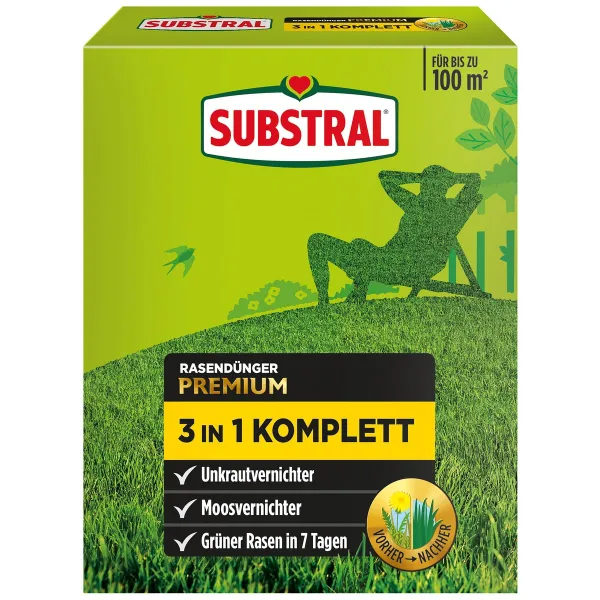 SUBSTRAL® Rasendünger Premium 3in1 Komplett für 100 m² - 3,6 kg SUBSTRAL® Rasendünger Premium 3in1 Komplett für 100 m² - 3,6 kg