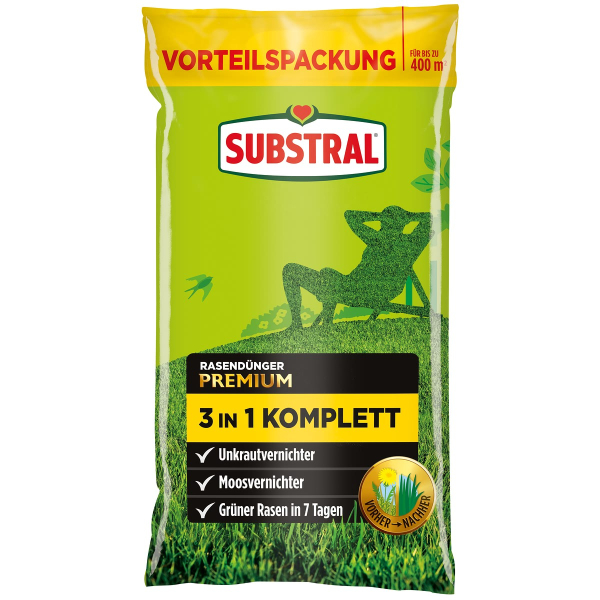 SUBSTRAL® Rasendünger Premium 3in1 Komplett für 400 m² - 14 kg