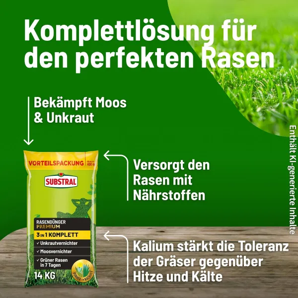 SUBSTRAL® Rasendünger Premium 3in1 Komplett für 400 m² - 14 kg