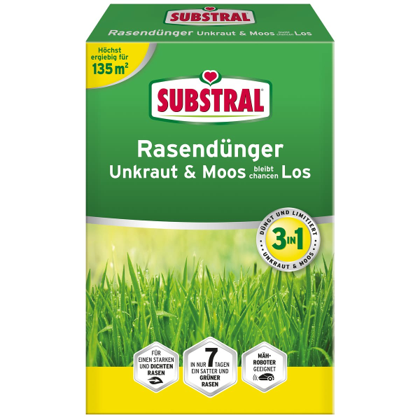 SUBSTRAL® Rasendünger Unkraut & Moos bleibt chancen LOS für ca. 135 m² - 4,05 kg