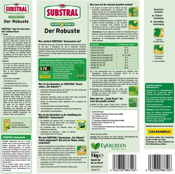 SUBSTRAL® Rasensamen Der Robuste 1 kg für 50 m²