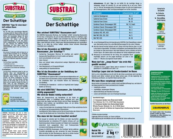 SUBSTRAL® Rasensamen Der Schattige 2 kg für 100 m²