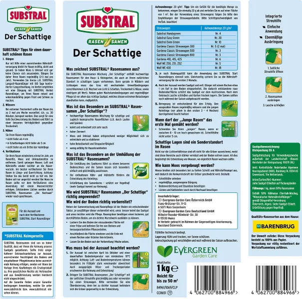 SUBSTRAL® Rasensamen Der Schattige für 50 m² - 1 kg