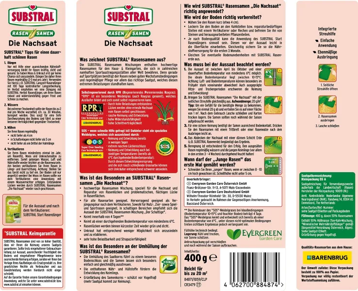 SUBSTRAL® Rasensamen Die Nachsaat für ca. 20 m² - 400 g
