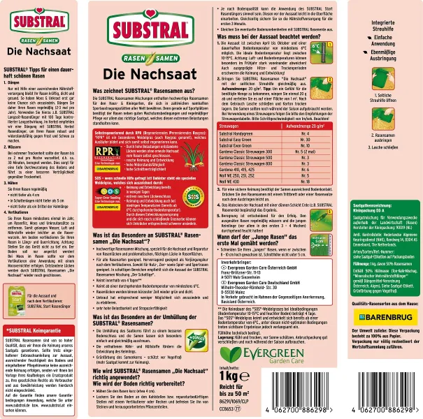 SUBSTRAL® Rasensamen Die Nachsaat für ca. 50 m² - 1 kg