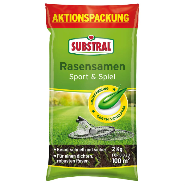 SUBSTRAL® Rasensamen Sport & Spiel für bis zu 100 m² - 2 kg