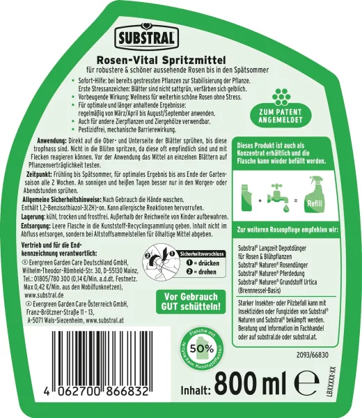 SUBSTRAL® Rosen-Vital Spritzmittel mit Anti Stress Formel - 800 ml
