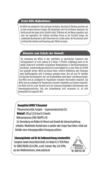 SUBSTRAL® Rosenpilzfrei SAPROL® N Konzentrat - 500 ml