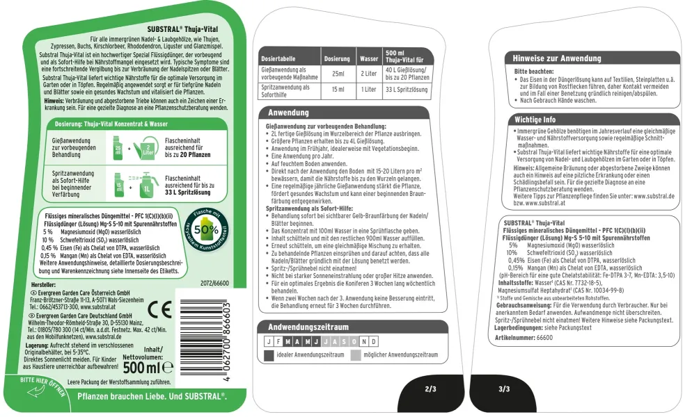 SUBSTRAL® Thuja-Vital für bis zu 20 Pflanzen - 500 ml