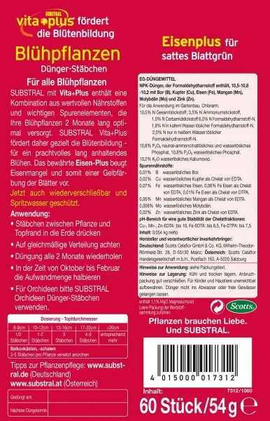 SUBSTRAL® vita+plus Dünger-Stäbchen für Blühpflanzen - 30 Stäbchen