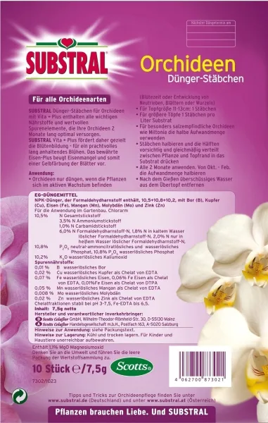 SUBSTRAL® vita+plus Orchideen Dünger­Stäbchen - 10 Stäbchen